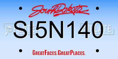 SI5N140 South Dakota License Plate
