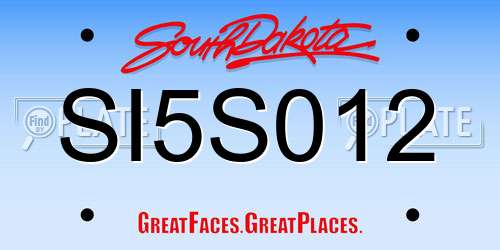 SI5S012 South Dakota License Plate