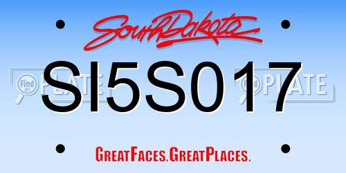 SI5S017 South Dakota License Plate