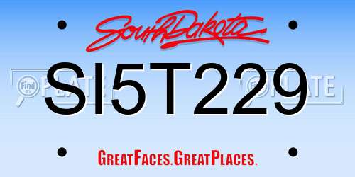 SI5T229 South Dakota License Plate