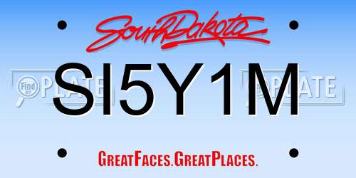 SI5Y1M South Dakota License Plate