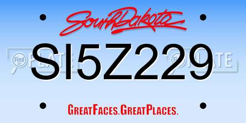 SI5Z229 South Dakota License Plate