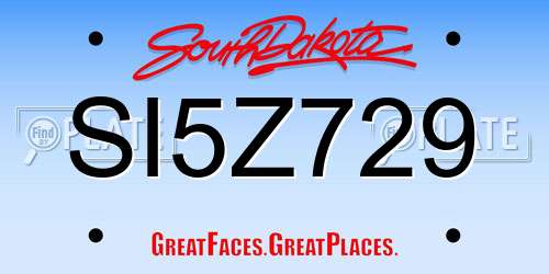 SI5Z729 South Dakota License Plate