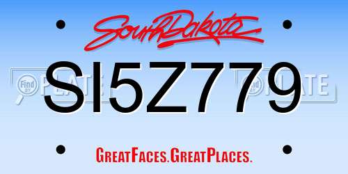SI5Z779 South Dakota License Plate