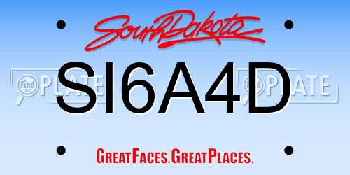 SI6A4D South Dakota License Plate