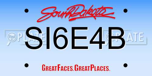 SI6E4B South Dakota License Plate