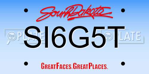 SI6G5T South Dakota License Plate