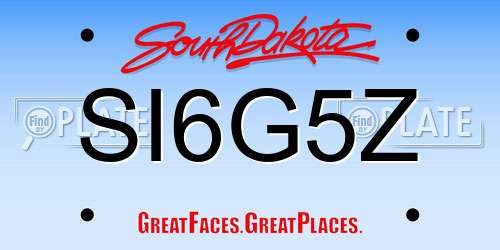 SI6G5Z South Dakota License Plate
