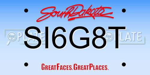 SI6G8T South Dakota License Plate