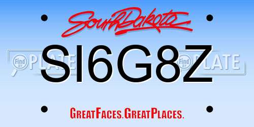 SI6G8Z South Dakota License Plate