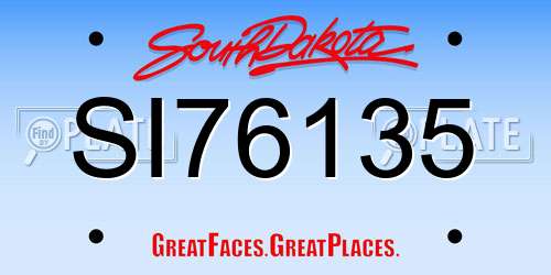 SI76135 South Dakota License Plate