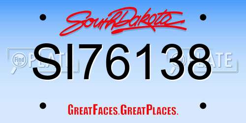 SI76138 South Dakota License Plate