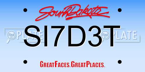 SI7D3T South Dakota License Plate