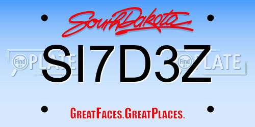 SI7D3Z South Dakota License Plate