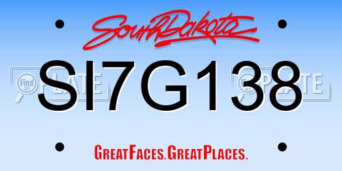 SI7G138 South Dakota License Plate