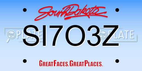 SI7O3Z South Dakota License Plate