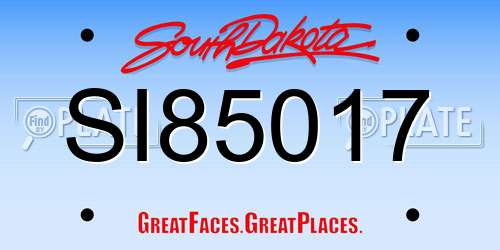 SI85017 South Dakota License Plate