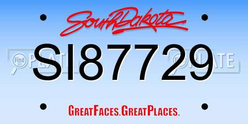 SI87729 South Dakota License Plate