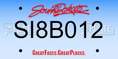 SI8B012 South Dakota License Plate