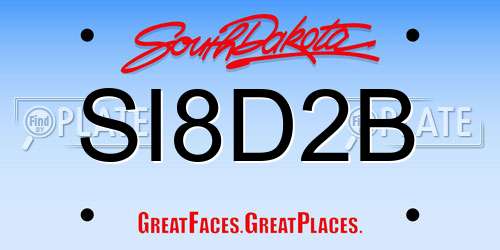 SI8D2B South Dakota License Plate