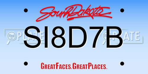 SI8D7B South Dakota License Plate