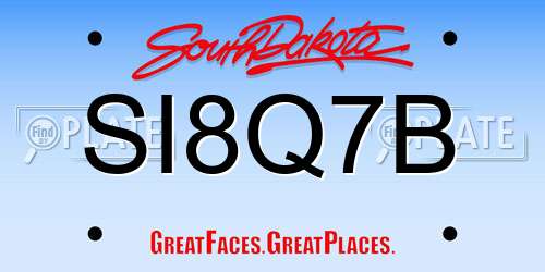 SI8Q7B South Dakota License Plate
