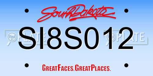 SI8S012 South Dakota License Plate