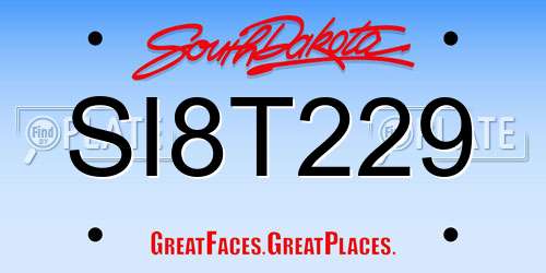 SI8T229 South Dakota License Plate