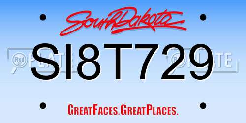 SI8T729 South Dakota License Plate