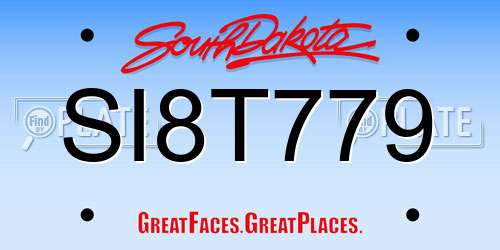 SI8T779 South Dakota License Plate