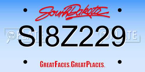 SI8Z229 South Dakota License Plate