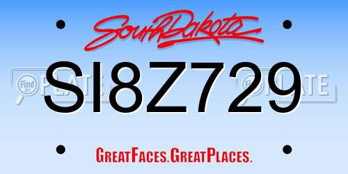 SI8Z729 South Dakota License Plate