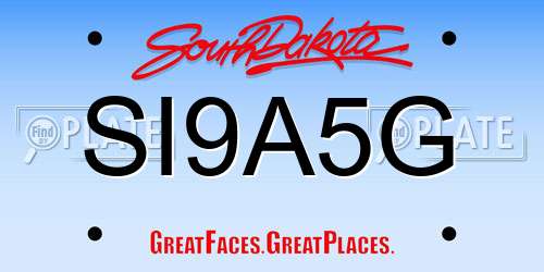 SI9A5G South Dakota License Plate