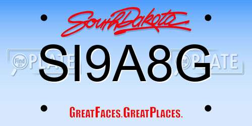 SI9A8G South Dakota License Plate