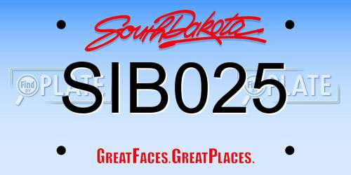 SIB025 South Dakota License Plate