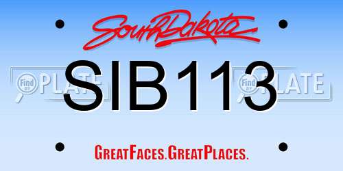 SIB113 South Dakota License Plate