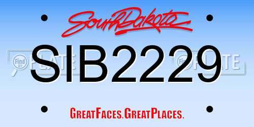 SIB2229 South Dakota License Plate