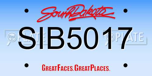SIB5017 South Dakota License Plate