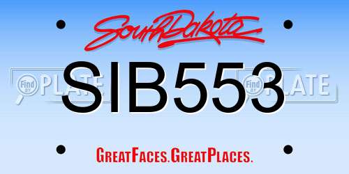 SIB553 South Dakota License Plate