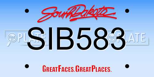 SIB583 South Dakota License Plate