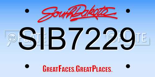 SIB7229 South Dakota License Plate