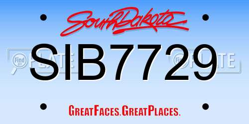 SIB7729 South Dakota License Plate