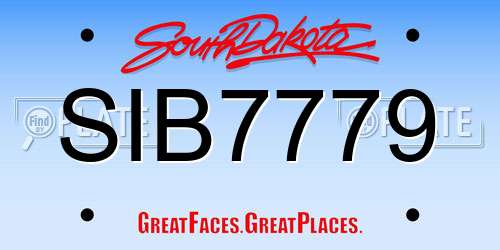 SIB7779 South Dakota License Plate