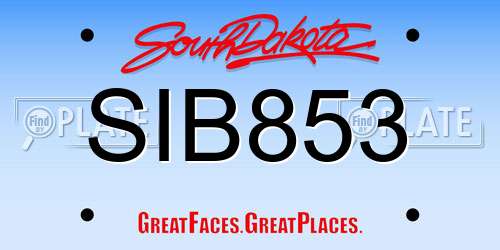SIB853 South Dakota License Plate