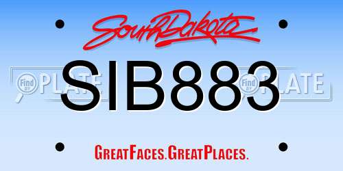 SIB883 South Dakota License Plate