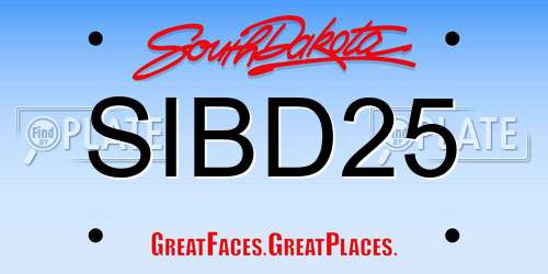 SIBD25 South Dakota License Plate