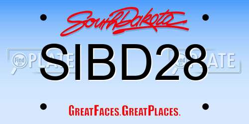 SIBD28 South Dakota License Plate