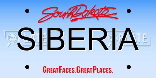 SIBERIA South Dakota License Plate