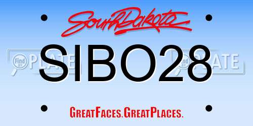 SIBO28 South Dakota License Plate