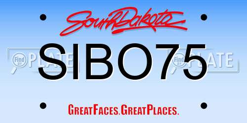 SIBO75 South Dakota License Plate